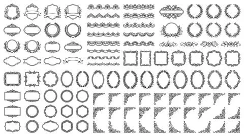 Decorative Geometric Shapes and Border Elements Collection Stock Illustration