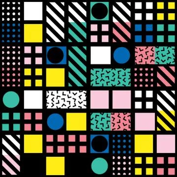 Decorative geometric shapes tiling. Multicolor irregular pattern.  Abstrac Illustrazione stock