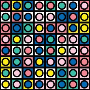 Decorative geometric shapes tiling. Multicolor irregular pattern.  Abstrac Illustrazione stock