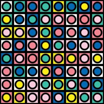 Decorative geometric shapes tiling. Multicolor irregular pattern.  Abstrac Stock Illustration