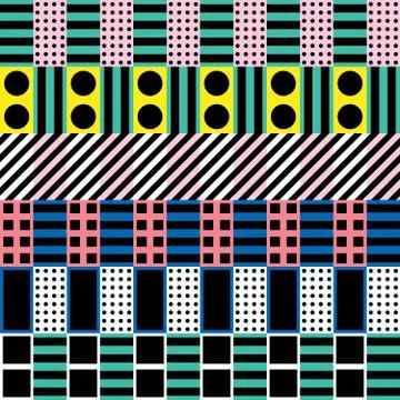 Decorative geometric shapes tiling. Multicolor irregular pattern.  Abstrac Stock Illustration