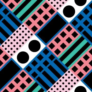 Decorative geometric shapes tiling. Multicolor irregular pattern.  Abstrac Stock Illustration
