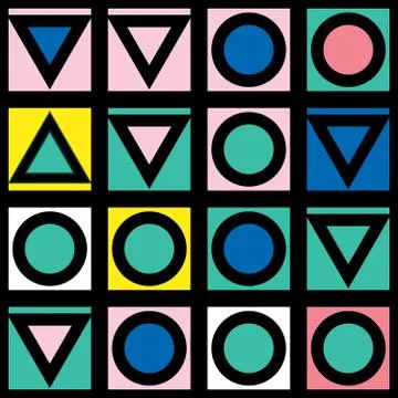 Decorative geometric shapes tiling. Multicolor irregular pattern.  Abstrac Stock Illustration