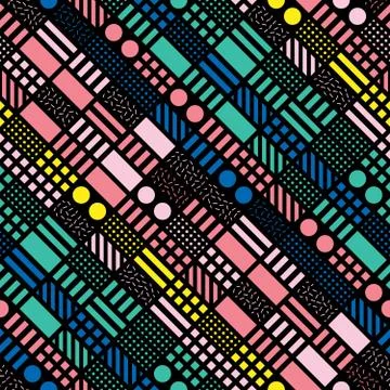 Decorative geometric shapes tiling. Multicolor irregular pattern.  Abstrac Stock Illustration