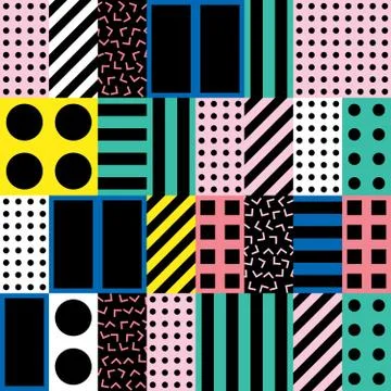 Decorative geometric shapes tiling. Multicolor irregular pattern.  Abstrac Stock Illustration