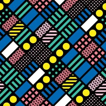 Decorative geometric shapes tiling. Multicolor irregular pattern.  Abstrac Stock Illustration