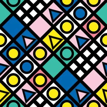 Decorative geometric shapes tiling. Multicolor irregular pattern.  Abstrac イラスト素材