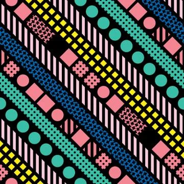 Decorative geometric shapes tiling. Multicolor irregular pattern.  Abstrac Stock Illustration