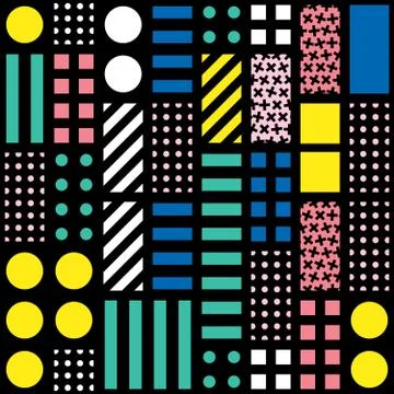 Decorative geometric shapes tiling. Multicolor irregular pattern.  Abstrac Stock Illustration