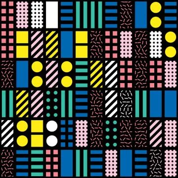 Decorative geometric shapes tiling. Multicolor irregular pattern.  Abstrac Illustrazione stock