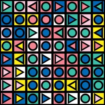 Decorative geometric shapes tiling. Multicolor irregular pattern.  Abstrac Stock Illustration