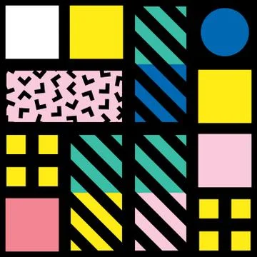 Decorative geometric shapes tiling. Multicolor irregular pattern.  Abstrac Stock Illustration