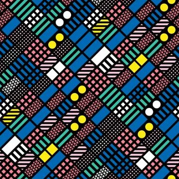 Decorative geometric shapes tiling. Multicolor irregular pattern.  Abstrac Stock Illustration