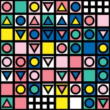 Decorative geometric shapes tiling. Multicolor irregular pattern.  Abstrac Stock Illustration