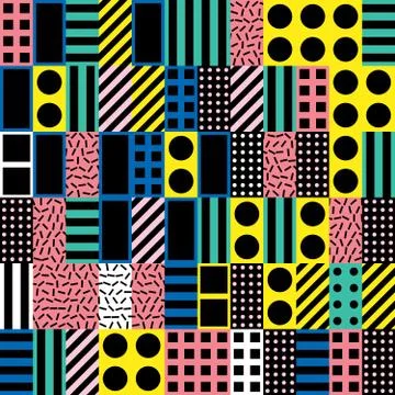 Decorative geometric shapes tiling. Multicolor irregular pattern.  Abstrac Stock Illustration