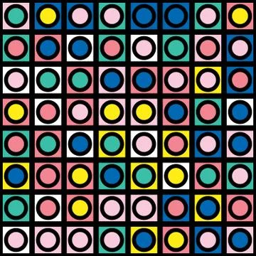 Decorative geometric shapes tiling. Multicolor irregular pattern.  Abstrac Illustrazione stock