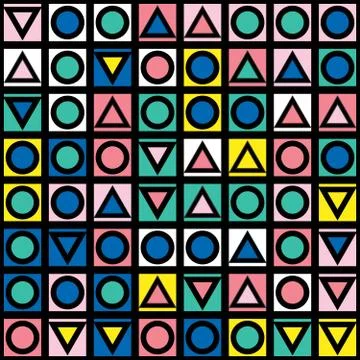 Decorative geometric shapes tiling. Multicolor irregular pattern.  Abstrac Stock Illustration