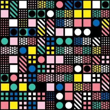 Decorative geometric shapes tiling. Multicolor irregular pattern.  Abstrac Stock Illustration