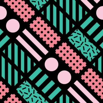 Decorative geometric shapes tiling. Multicolor irregular pattern.  Abstrac Stock Illustration
