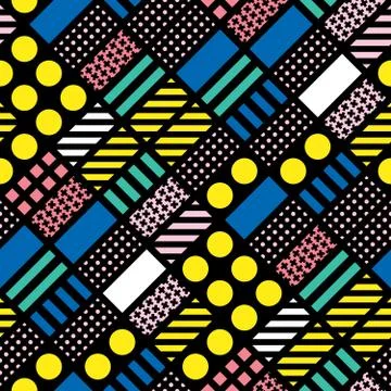 Decorative geometric shapes tiling. Multicolor irregular pattern.  Abstract.. イラスト素材