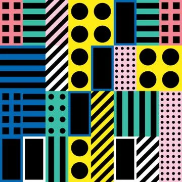 Decorative geometric shapes tiling. Multicolor irregular pattern.  Abstract.. 스톡 일러스트