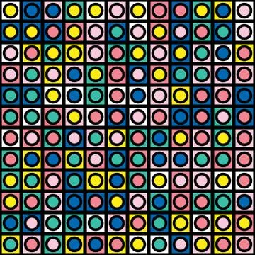 Decorative geometric shapes tiling. Multicolor irregular pattern.  Abstract c Stock Illustration