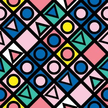 Decorative geometric shapes tiling. Multicolor irregular pattern.  Abstract c Stock Illustration