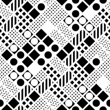 Decorative geometric shapes tiling. Multicolor irregular pattern.  Abstract c Stock Illustration
