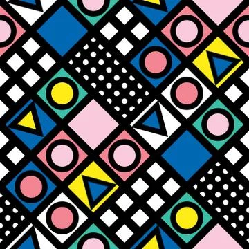 Decorative geometric shapes tiling. Multicolor irregular pattern.  Abstract c Stock Illustration