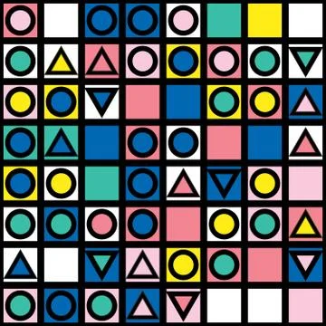 Decorative geometric shapes tiling. Multicolor irregular pattern.  Abstract c Stock Illustration