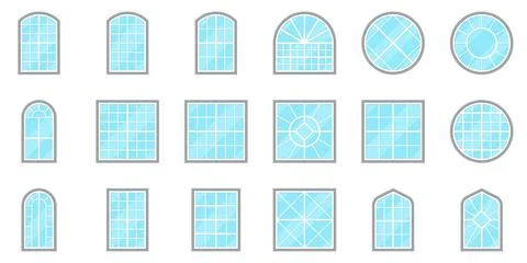 Decorative Geometric Window Shapes Set Stock Illustration