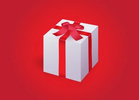 Decorative gift box isolated on red. Holiday decoration. Sale collection Stock Illustration