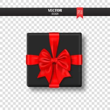 Decorative gift box with red bow and ribbon. Vector illustration. 스톡 일러스트