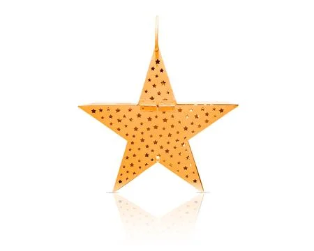 Decorative gilded five-pointed star isolated on white background. Fotos de archivo