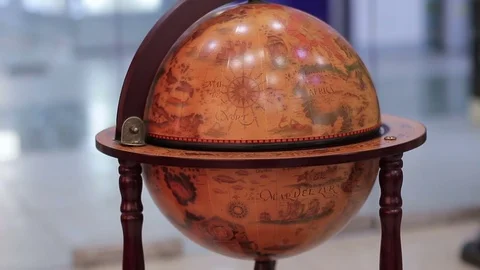 Decorative globe with an old world map Stock Footage 72075004