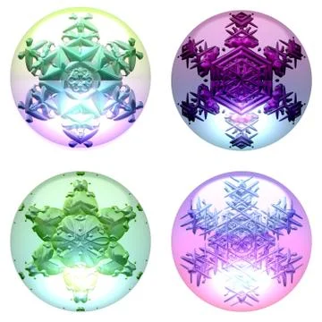 Decorative globes with snowflakes Stock Illustration