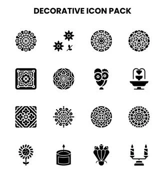 Decorative Glyph Bundle Icons Pack Stock Illustration