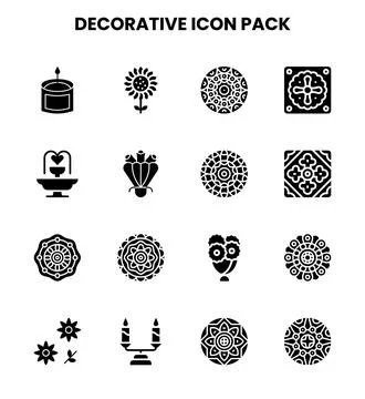 Decorative Glyph Graphics Icons Pack Stock Illustration