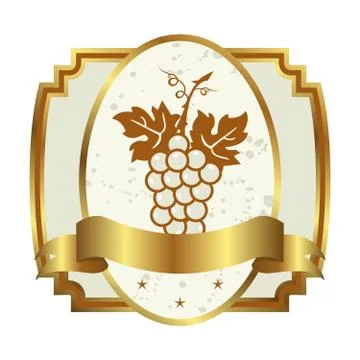 Decorative gold frame label with grapevine Stock Illustration