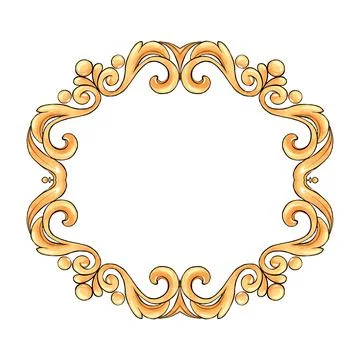 Decorative gold frame with scrolls. Hand drawn elements for design Stock-Illustration