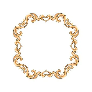 Decorative gold frame with scrolls. Hand drawn elements for design Stock Illustration