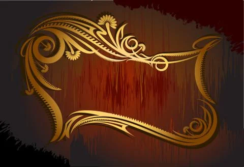 Decorative gold frame for text. Stock Illustration