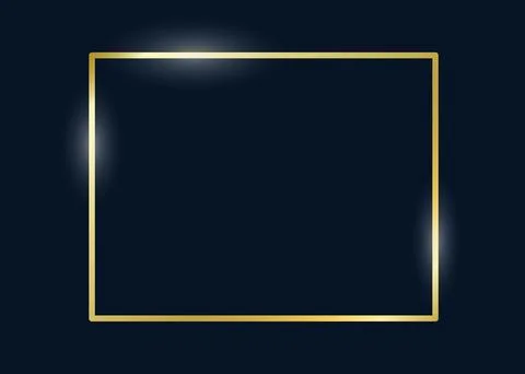 Decorative gold rectangle frame on dark blue background. Vintage rectangular Stock Illustration
