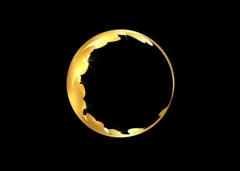 Decorative gold round frame for design with a floral ornament. Luxury frame Stock Illustration