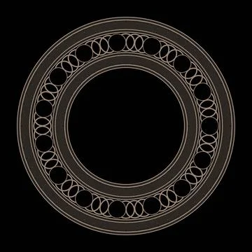 Decorative gold round frame for design with a abstract geometrical ornament. Stock Illustration