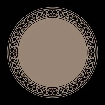 Decorative gold round frame for design with abstract floral pattern.  Stock Illustration