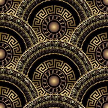 Decorative gold seamless 3d pattern. Mandala greek ornament Ilustración de archivo