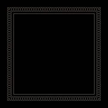 Decorative gold Square frame with abstract pattern on a black background.  Stock Illustration