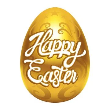 Decorative golden egg with Happy Easter text Stock Illustration