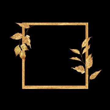 Decorative golden frame with leaves Stockillustratie